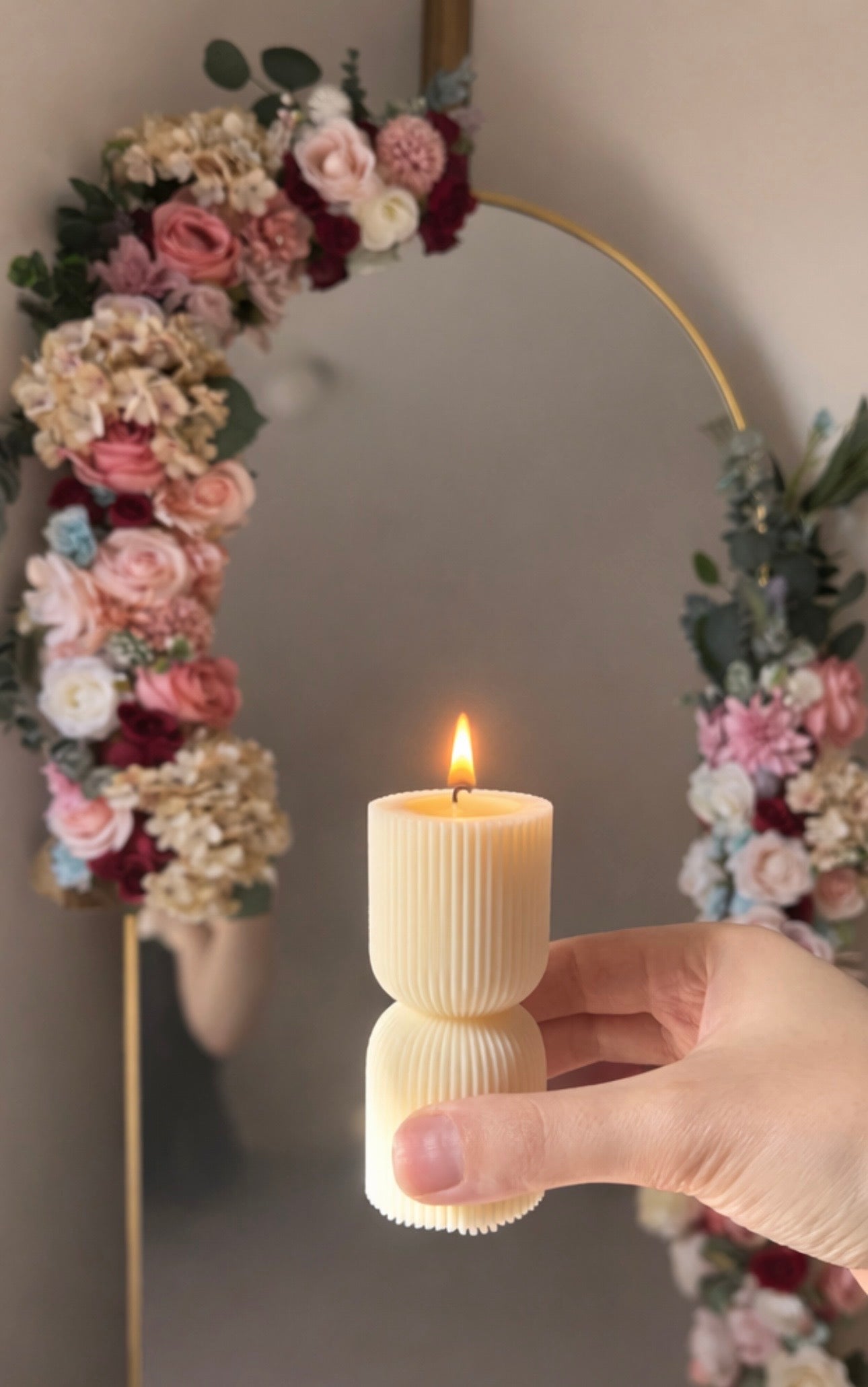 10cm Ribbed Waisted Pillar Candle